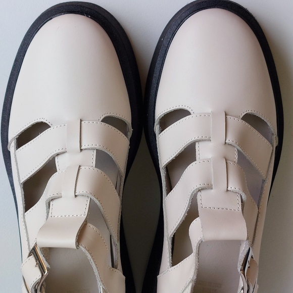 8 by YOOX Shoes - 8 by YOOX ivory leather buckled flatform loafers, EU40, NWT